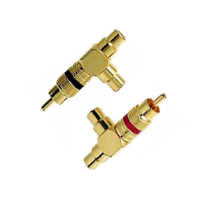 ETM Cinch RCA Y-Adapter rot/schwarz - vergoldet (Paar) 